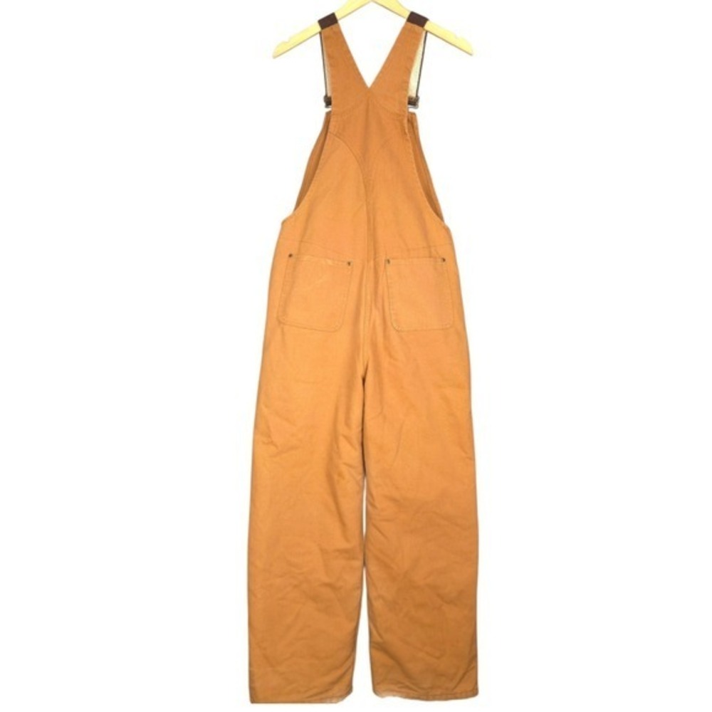 Carhartt Insulated Bib Overalls Women 14 Brown Quilt Lined Duck Canvas Dbl Knee - Picture 3 of 12